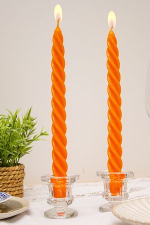 Свечи витые, оранжевые, 24.5 см (упаковка 2 шт.), Омский Свечной
