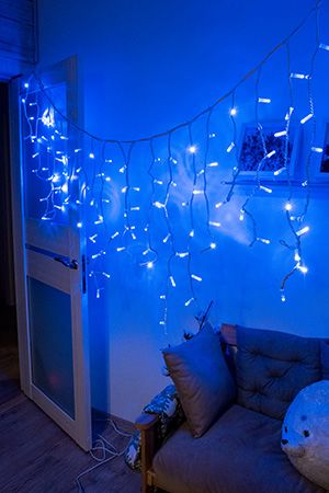 Светодиодная гирлянда Бахрома Айсикл 2*0.8м, 120 синих LED ламп, белый КАУЧУК, соединяемая, IP65, -Экорост