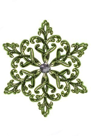 Снежинка КРИСТАЛЛ металлизированная зеленая, 12 см, Снегурочка