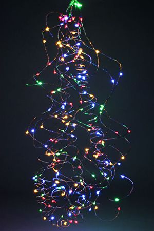 Гирлянда КОНСКИЙ ХВОСТ, 200 разноцветных mini LED-ламп, 10*2 м+5 м, серебряный провод, уличная, Koopman International