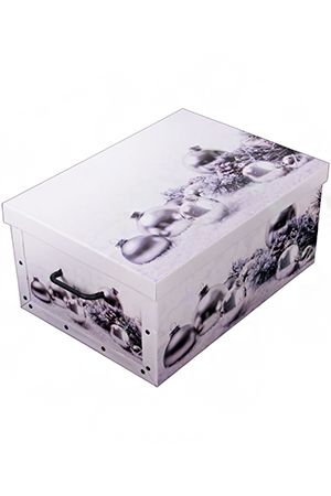 Коробка для хранения ёлочных игрушек НОВОГОДНИЕ МОТИВЫ, белая, 50х24х39 см, Koopman International