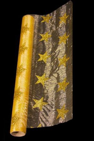 Ткань для декорирования ТАНЕЦ СО ЗВЁЗДАМИ (пятиконечные звезды), золотая, 36х200 см, Koopman International