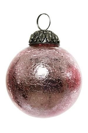 Ёлочный шар ГРАВЕНСТЕН, текстурный, стекло, нежно-розовый, 7.5 см, Kaemingk (Decoris)
