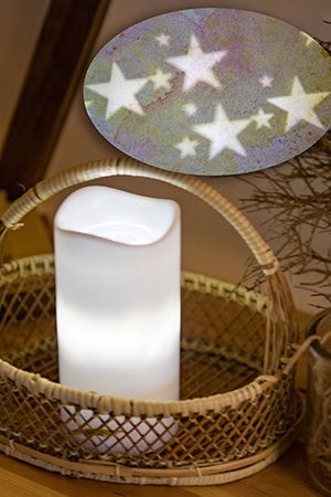 Свеча-светильник ЗВЁЗДНЫЙ ВАЛЬС, белая, 4 тёплых белых LED-огня, 15 см, таймер, батарейки, Kaemingk (Lumineo)