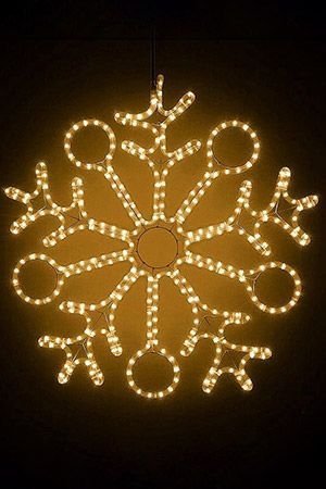 Светодиодная СНЕЖИНКА C КОЛЬЦАМИ, дюралайт, теплые белые LED-огни, 80 см, уличная, BEAUTY LED