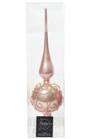 Ёлочная верхушка МЕРЦАЮЩИЙ ОРНАМЕНТ, нежно-розовая, эмаль, стекло, 31 см, Kaemingk (Decoris)
