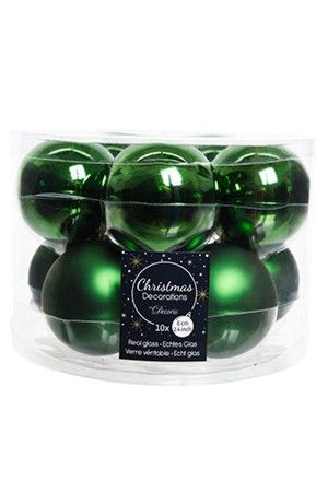 Набор стеклянных шаров матовых и глянцевых, цвет: зеленый, 60 мм, упаковка 10 шт., Winter Deco