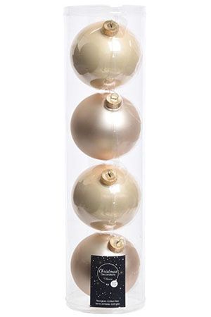 Набор стеклянных шаров матовых и глянцевых, цвет: перламутровый, 100 мм, 4 шт., Winter Deco
