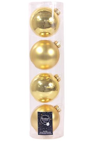 Набор стеклянных шаров матовых и глянцевых, цвет: золотой, 100 мм, упаковка 4 шт., Winter Deco
