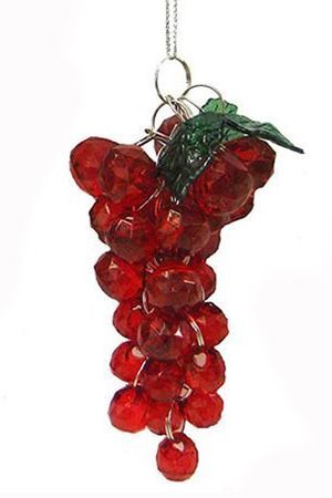 Ёлочная игрушка СПЕЛЫЙ ВИНОГРАД, красная гроздь, акрил, 10 см, подвеска, Kurts Adler