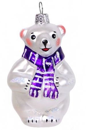 Елочная игрушка МЕДВЕЖОНОК УМКА, фиолетовый шарф, 85 мм, Елочка