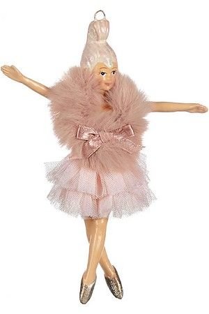 Ёлочная игрушка САЛОННАЯ БАЛЕРИНА, полистоун, текстиль, нежно-розовая, 16.5 см, Goodwill