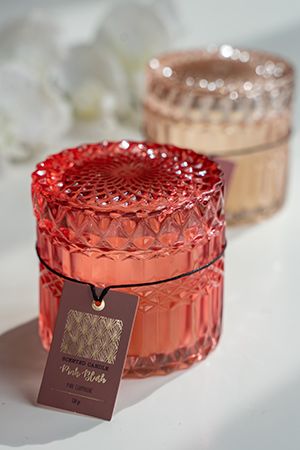Свеча в стеклянной шкатулке КРИСТАЛИ, розовая, 9 см, Koopman International