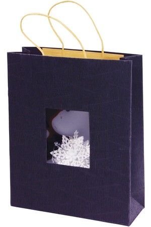 Подарочный пакет СУМОЧКА С ОКОШКОМ, чёрная, 28х34 см, Due Esse Christmas