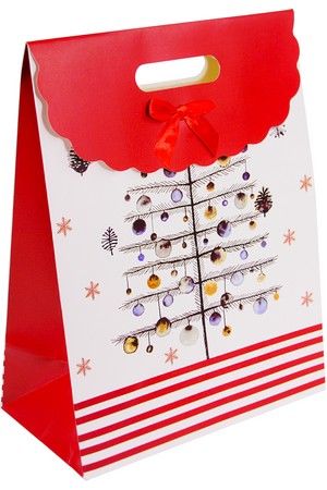 Сумочка для подарков CHRISTMAS CHARM (с ёлкой), бело-красная гамма, 28х37 см, Due Esse Christmas