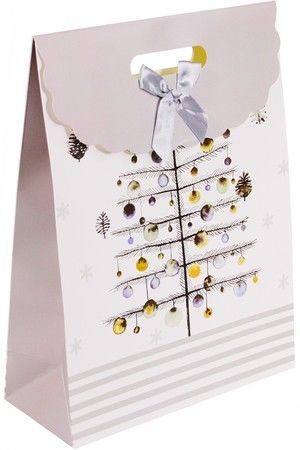 Сумочка для подарков CHRISTMAS CHARM (с ёлкой), бело-серебряная гамма, 24х32 см, Due Esse Christmas