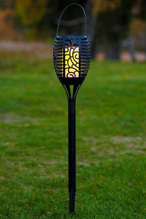 Садовый светильник - фонарь Solar ФЛАМЕНКО на солнечной батарее, три в одном, 25 жёлтых LED-огней с эффектом живого пламени, 42х9.5 см, пластик, STAR trading