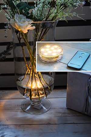 Светодиодный мини-светильник ПОДВОДНАЯ СВЕЧА - FAIRY LIGHTS, водонепроницаемая подсветка для вазы, 10 теплых белых LED-огней, 7х2.5 см, ПДУ, STAR trading