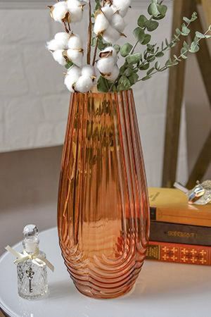 Стеклянная ваза АМБРА КЬЯРА, ручной работы, янтарная, 35 см, Kaemingk (Decoris)