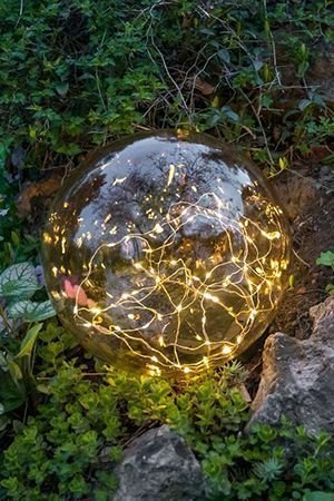 Садовый светильник Solar PALLA MAGICA на солнечной батарее, янтарный, тёплые белые микро LED-огни, 38х30 см, Kaemingk (Lumineo)