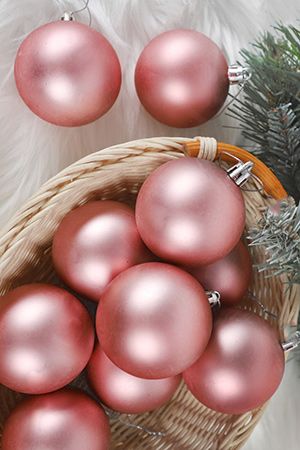 Набор однотонных пластиковых шаров, матовые, розовые, 60 мм, упаковка 10 шт., Winter Deco