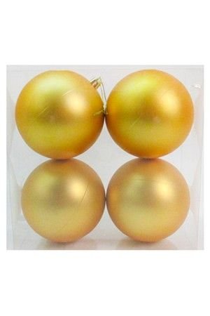 Набор однотонных пластиковых шаров, матовые, золотые, 100 мм, упаковка 4 шт., Winter Deco