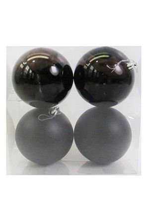 Набор однотонных пластиковых шаров, глянцевые и матовые, черный, 100 мм, упаковка 4 шт., Winter Deco