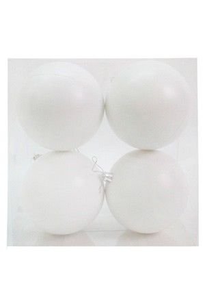 Набор однотонных пластиковых шаров, матовые, белые, 100 мм, упаковка 4 шт., Winter Deco