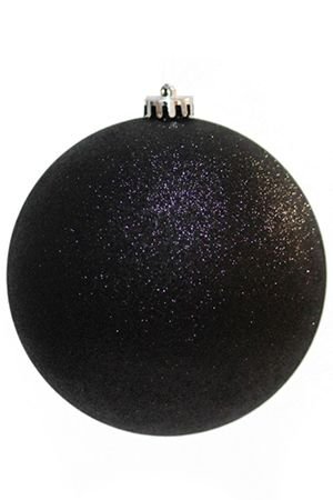 Пластиковый шар глиттер, черный, 150 мм, Winter Deco