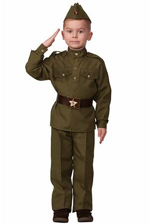 Детская военная форма Солдат, цвет зеленый, рост 110 см, Батик