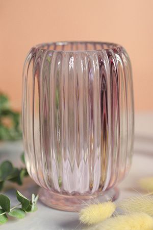 Стеклянная ваза ЗИМНИЙ КОКТЕЙЛЬ, пудрово-розовая, 12 см, EDG