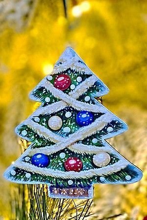 Елочная игрушка Новогоднее Деревце 10 см, дерево, подвеска, МанузинЪ