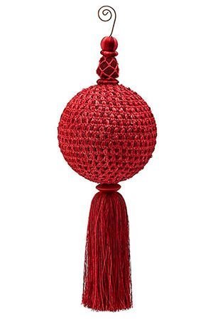 Подвесное украшение, шар МАКРАМЕ-ФРЕНЧ, красный, 32 см, EDG