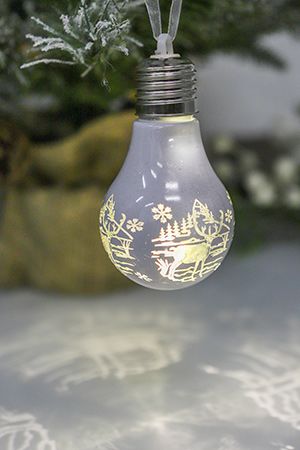 Светящийся елочный шар-лампа ОЛЕНЬ НА ОПУШКЕ, пластик, 6 см, теплые белые LED, на батарейках, Serpantin