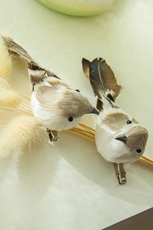 Набор ёлочных игрушек GENTLE BIRDS на клипсе, перо, серый, 11 см, 2 шт., Kaemingk