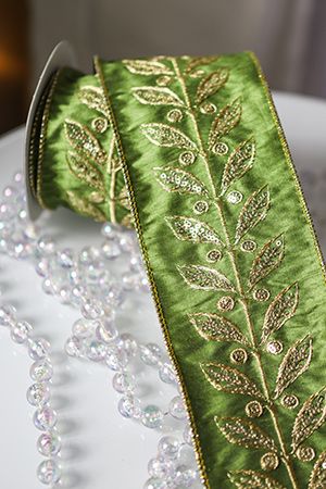 Декоративная лента ДАЛИЙЯ листья, 500х10 см, Kaemingk