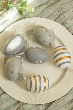 Декоративные пасхальные яйца СВЕТЛЫЙ ДЕНЬ, пластик, 6 см, 6 шт., подвески, Breitner