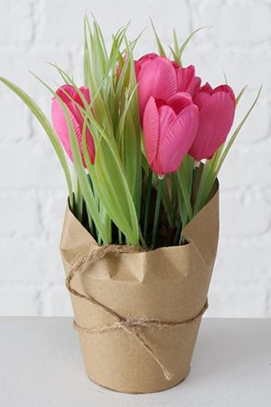 Искусственный цветок в горшке КРОКУС РОЗ-ВИФ, пластик, бумага, 20 см, Boltze