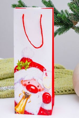 Подарочный пакет для бутылки САНТА: ЩЕКОТНЫЕ ПУЗЫРИКИ, 36х13 см, Koopman International