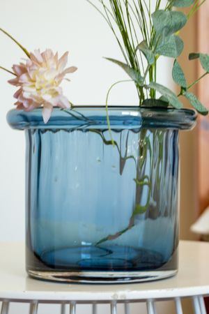 Декоративная ваза ТАЦЦА, стекло, синяя, 16 см, EDG
