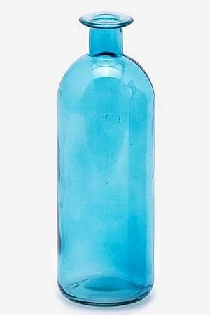 Декоративная бутыль-ваза БОРРАЧА МЕДИА, стекло, голубая, 20 см, EDG