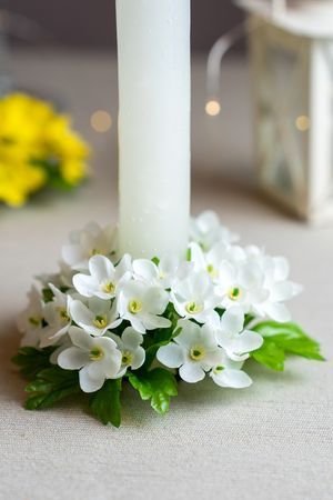 Венок для свечи АЛЬПИЙСКИЙ БУКЕТ, белый, 10 см, EDG