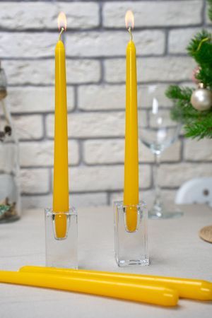 Набор столовых свечей КВАТРО, жёлтые, 25 см, 4 шт., EDG