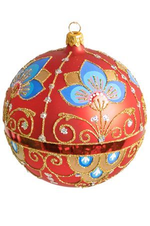 Стеклянный ёлочный шар ИМПЕРАТОРСКИЙ, узорчатый, красный, 115 мм, Елочка