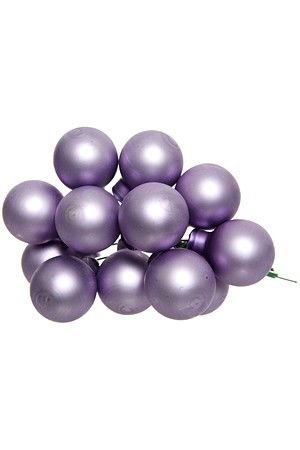 ГРОЗДЬ стеклянных матовых шариков на проволоке, 12 шаров по 25 мм, цвет: лавандовый, Kaemingk