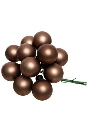 ГРОЗДЬ стеклянных матовых шариков на проволоке, 12 шаров по 25 мм, цвет: лесной орех, Kaemingk