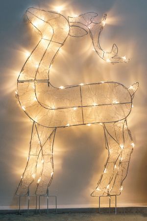 Светящийся олень БРИО, акриловые нити, 60 тёплых белых мини LED-огней мерцающих, 89 см, таймер, уличный, Kaemingk