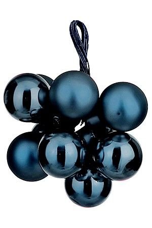 Гроздь из шариков БАБИОЛЬ, стекло, тёмно-синий, 10 шт. по 2 см, Edelman