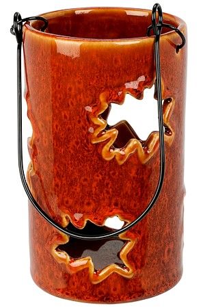 Подсвечник-фонарь ФАХРИ, керамика, оранжевый, 14 см, Koopman International