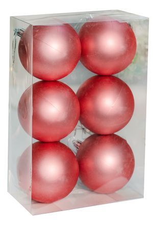 Набор однотонных пластиковых шаров, матовый, светло-розовый, 80 мм, упаковка 6 шт., Winter Deco